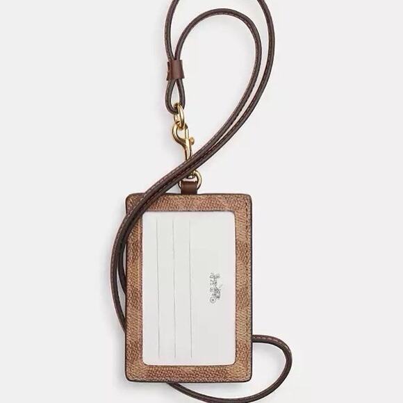 NWT COACH ID Lanyard Signature Canvas Leather Tan/Brown CZ285 - Picture 7 of 8